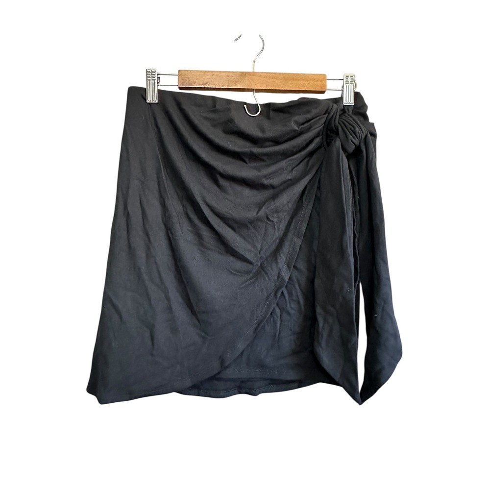 Lulus Black Tie Waist Wrap Mini Skirt Women's Size L